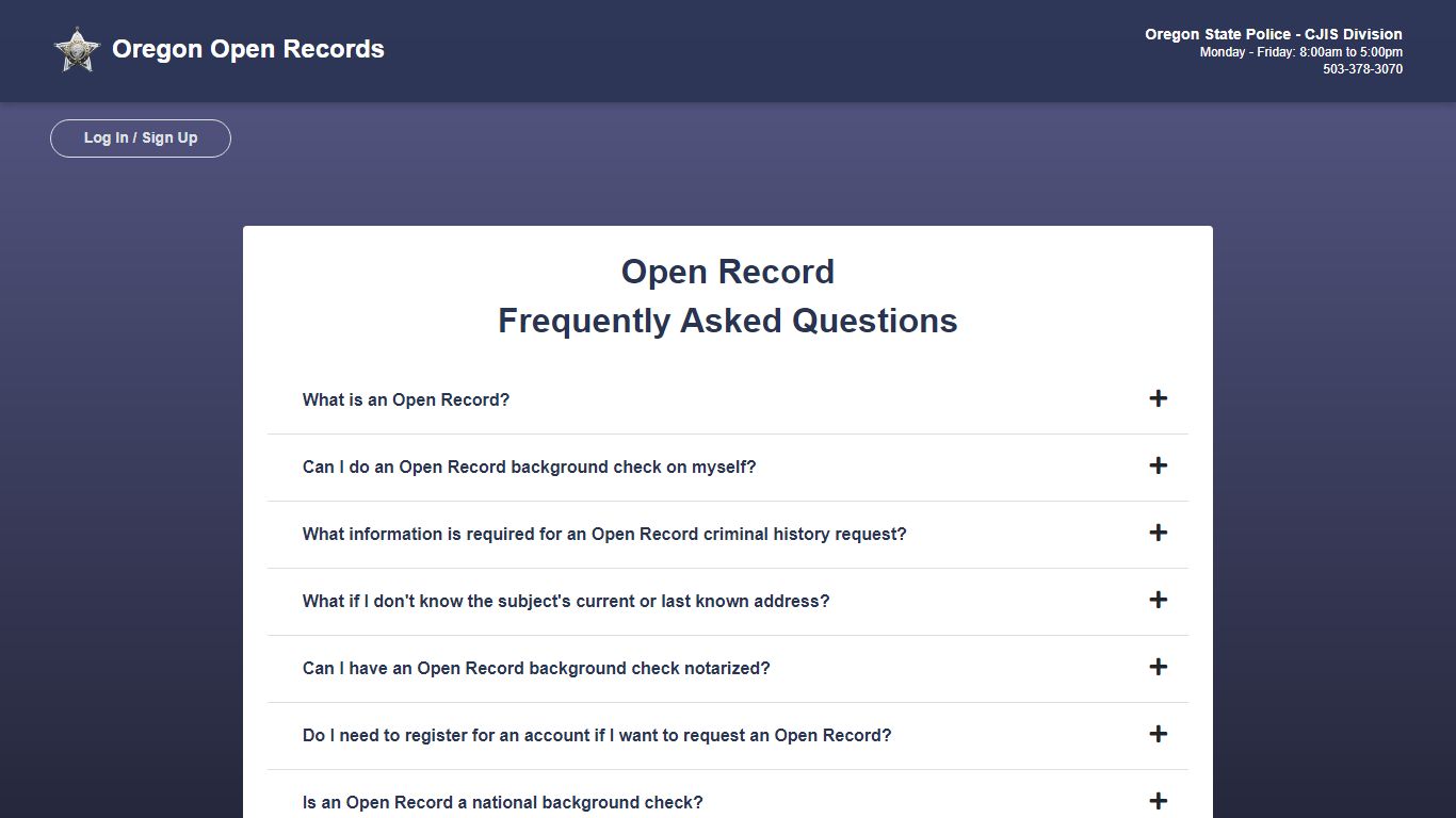 Open Record Frequently Asked Questions - Oregon